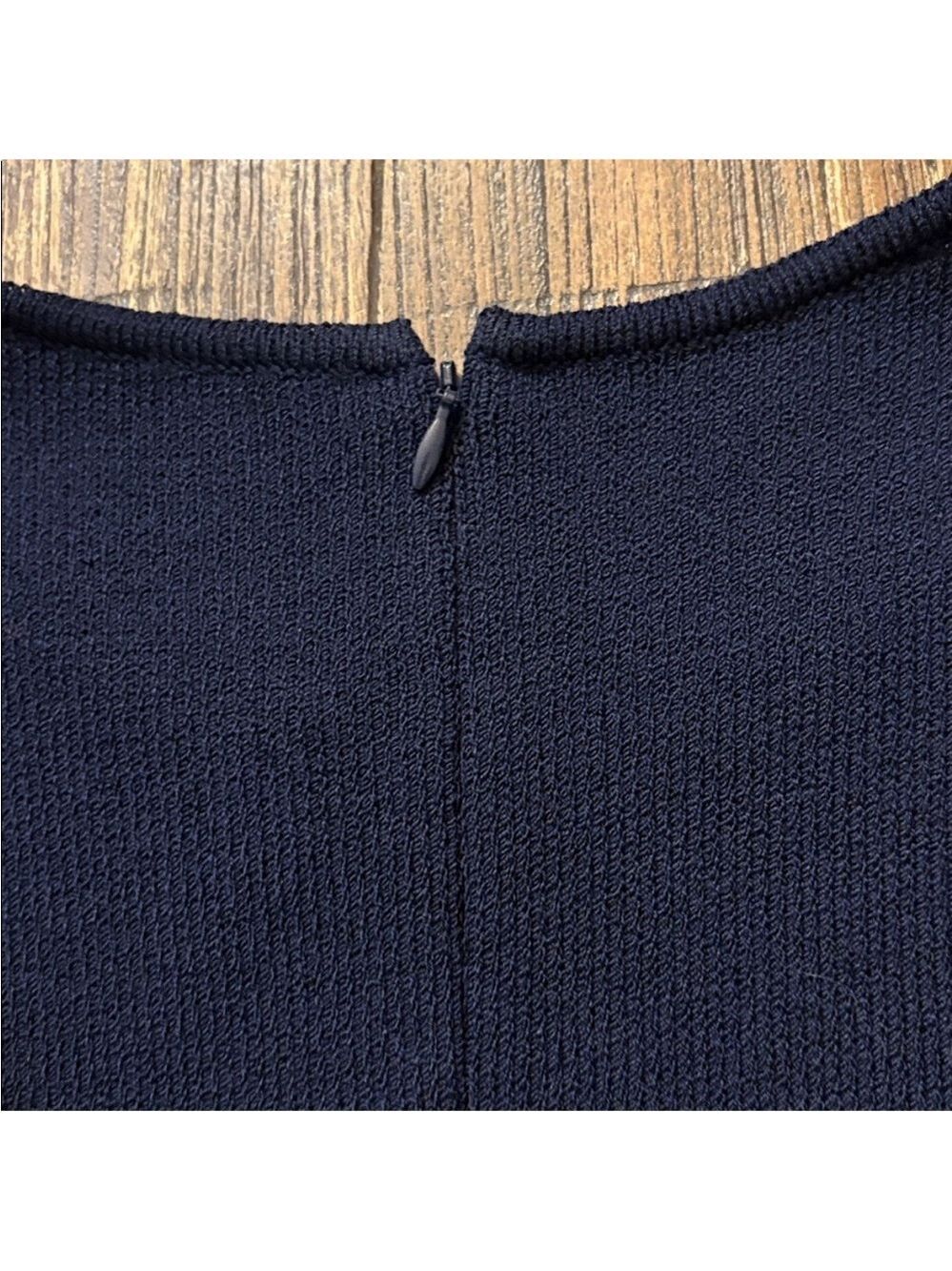 St. John Collection Santana Knit Empire Dress Navy Blue Size 14 EUC - Picture 6 of 7